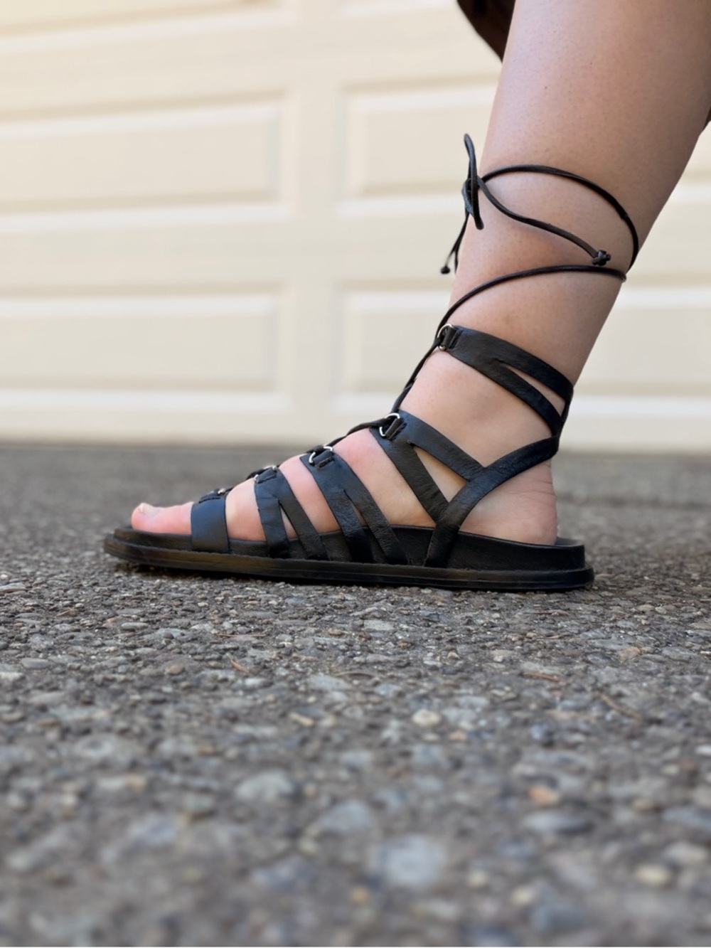 ZARA Lace-Up Black Gladiator Sandal for Women - Picture 6 of 7